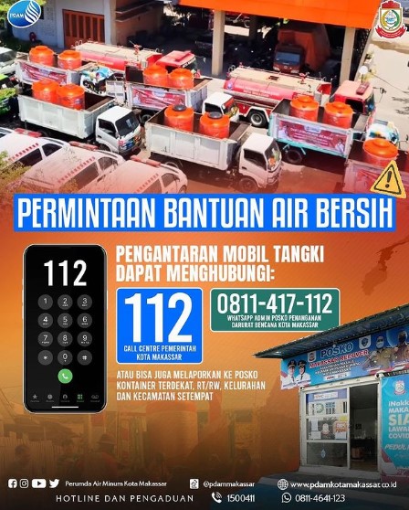 Bagi Pelanggan yang Membutuhkan Bantuan Air Bersih, PDAM Makassar Berikan Nomor Telepon untuk Dihubungi