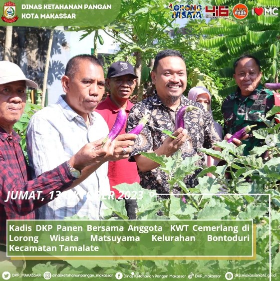 Kadis Ketahanan Pangan Bersama Babinkamtibmas Hadiri Undangan Panen Sayuran di Bontoduri