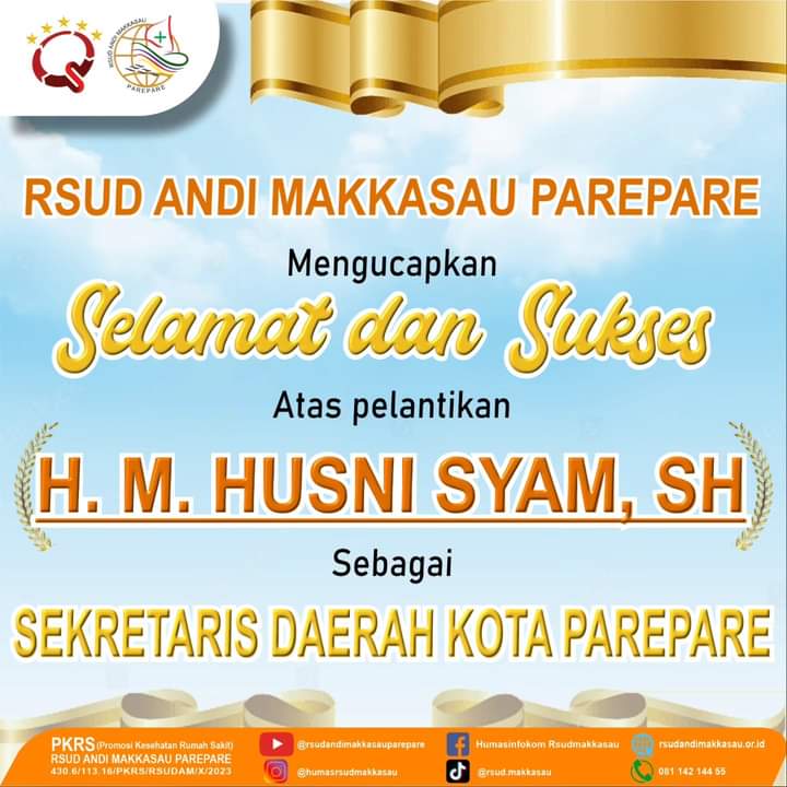 RSUD Andi Makkasau Ucapkan Selamat Atas Pelantikan Sekda Parepare Husni Syam