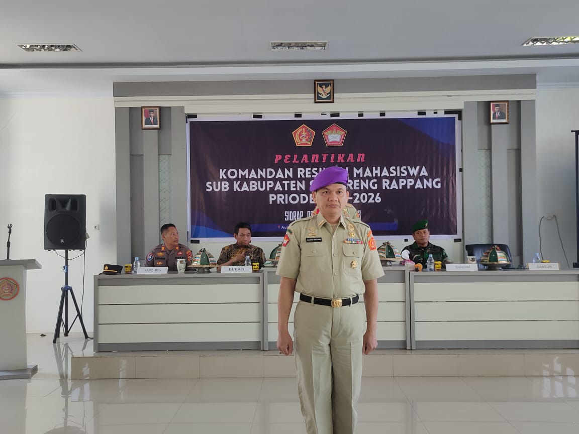 Idris Usman, Kakan Kemenag Sidrap Dilantik Jadi Komandan Resimen Mahasiswa Wolter Mongisidi Sulsel Sub Sidrap