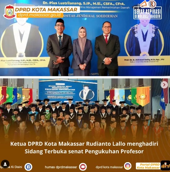 Ketua DPRD Rudianto Lallo Hadiri Pengukuhan Profesor Kehormatan Anggota BPK Pius Lustrilanang