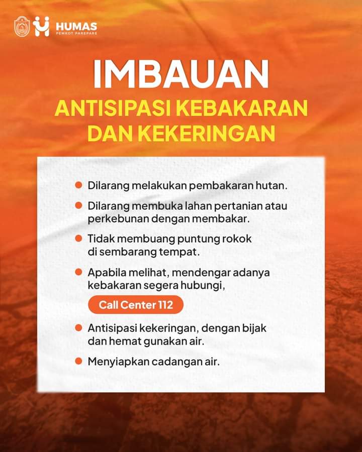 September Puncak Kemarau, Pemkot Parepare Peringatkan Antisipasi Kebakaran, Call Centre 112 Siaga 24 Jam