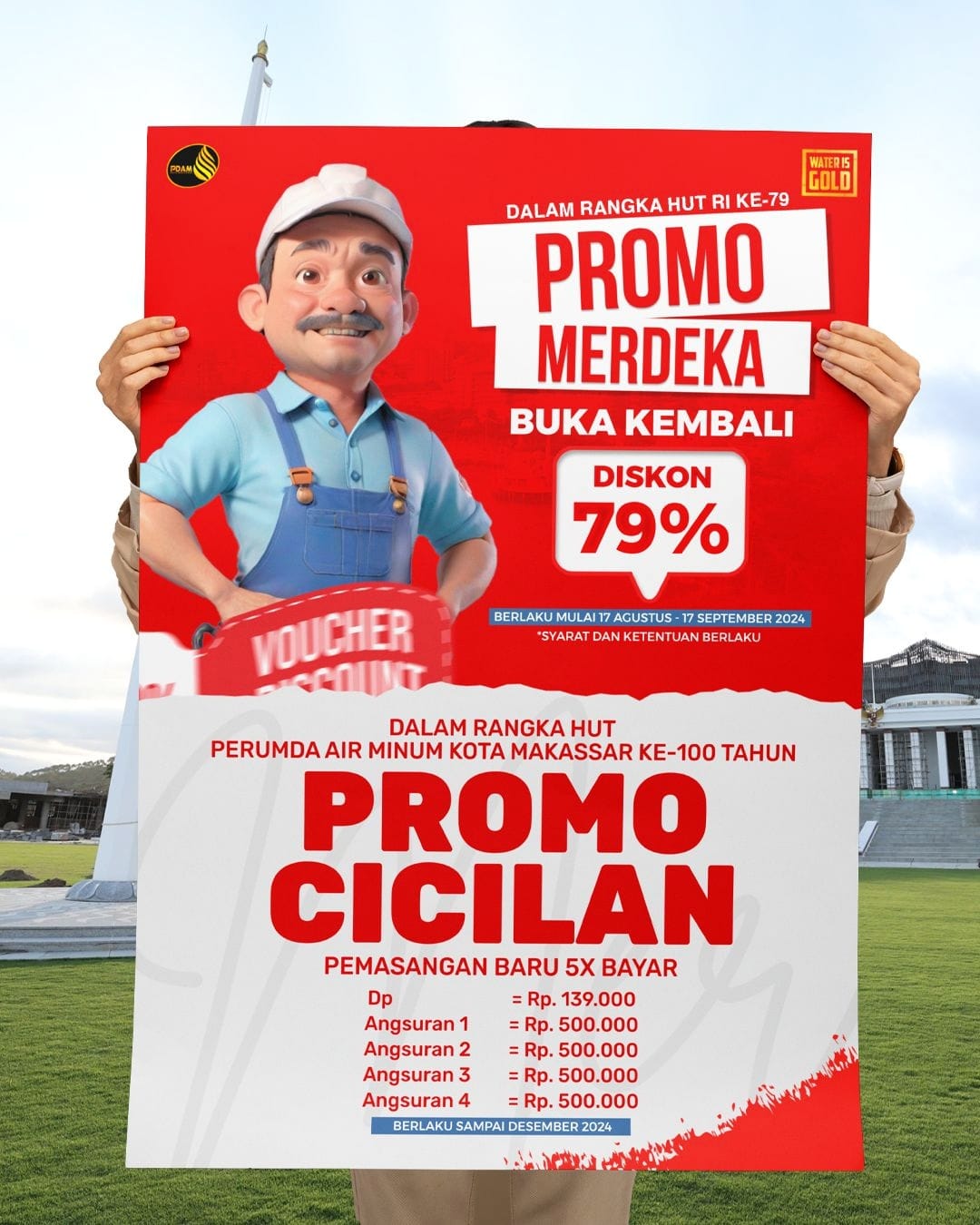 Momen HUT RI ke-79, PDAM Makassar Adakan Promo Merdeka Untuk Pemasangan Baru 79%