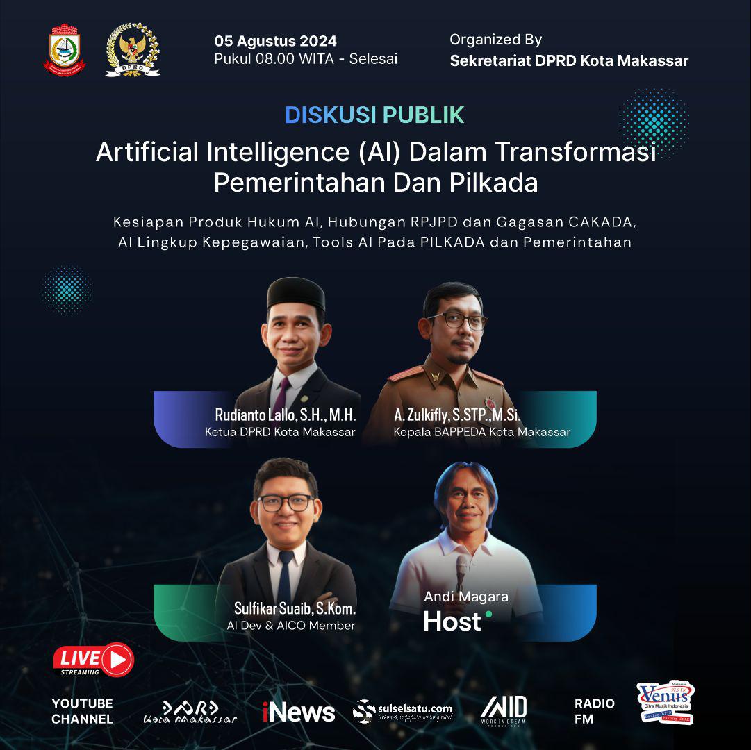 Sekretariat DPRD Makassar Gelar Diskusi Publik, Bertema AI Dalam Transformasi Pemerintahan dan Pilkada