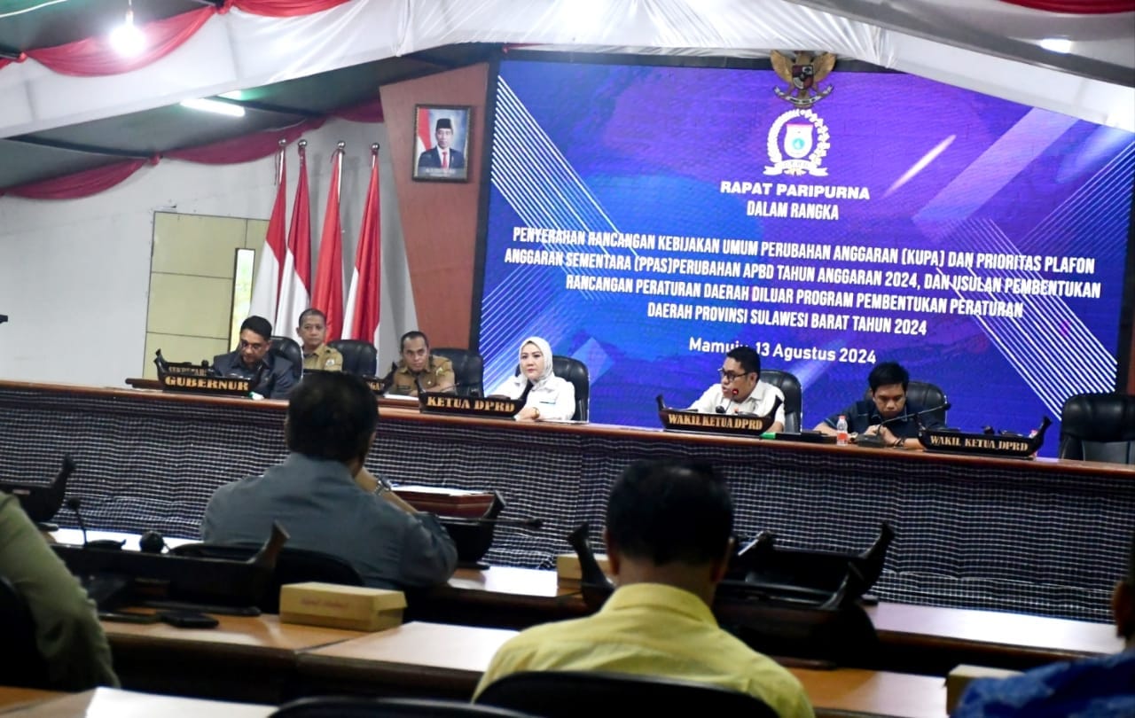 DPRD Sulbar Gelar Rapat Paripurna Penyerahan KUPA PPAS Perubahan APBD 2024