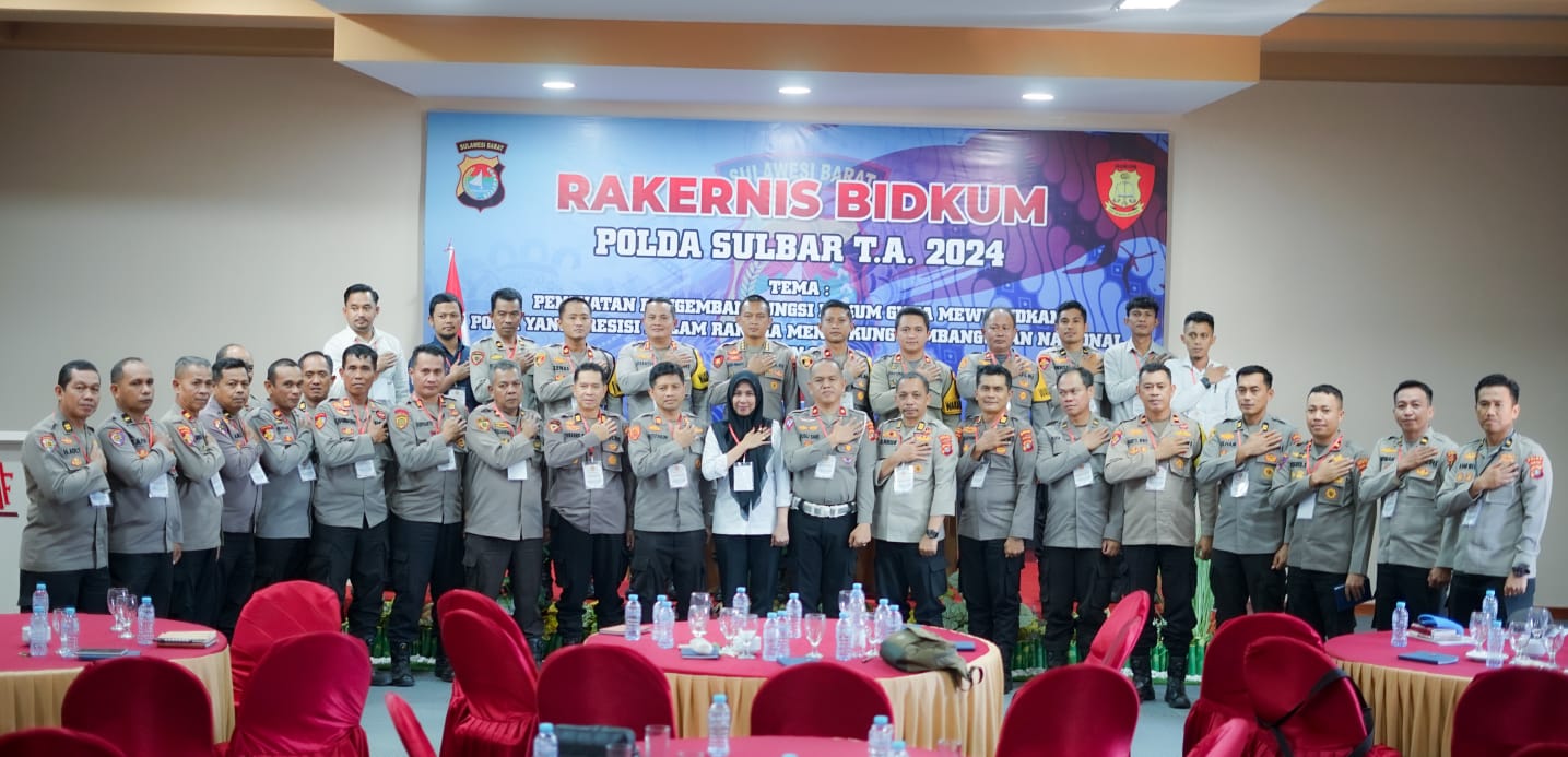 Rakernis Bidkum Polda Sulbar, Tingkatkan Pengembangan Penguatan Hukum Personel