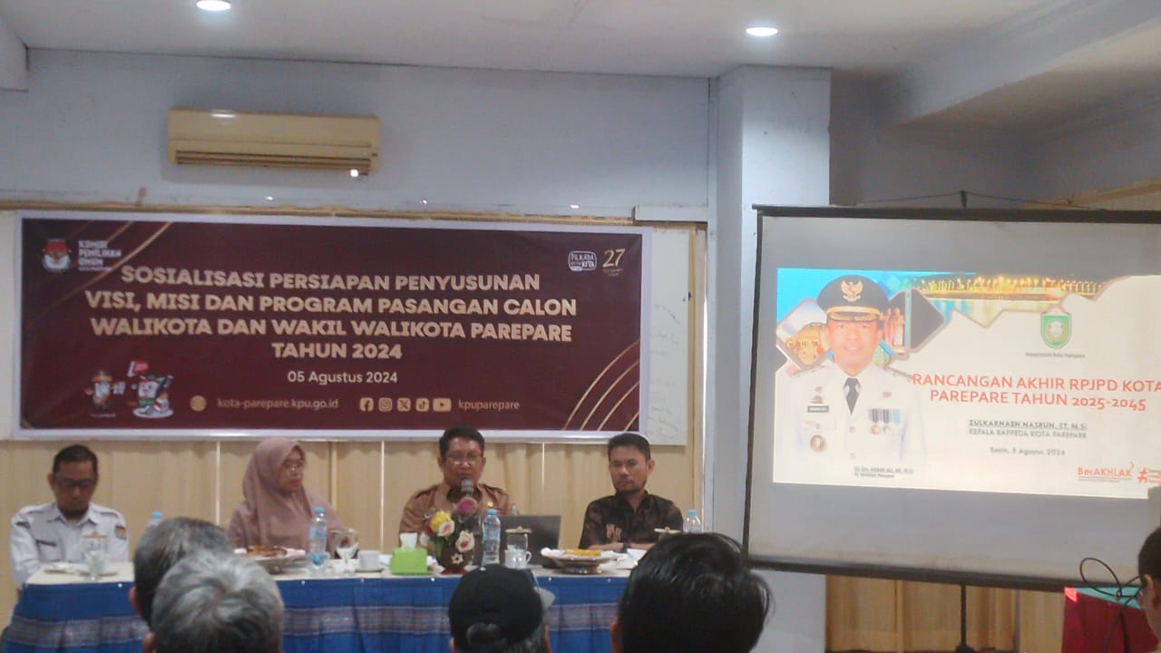 KPU Parepare Hadirkan Bappeda Sosialisasikan Persiapan Penyusunan Visi Misi dan Program Wali Kota-Wawali