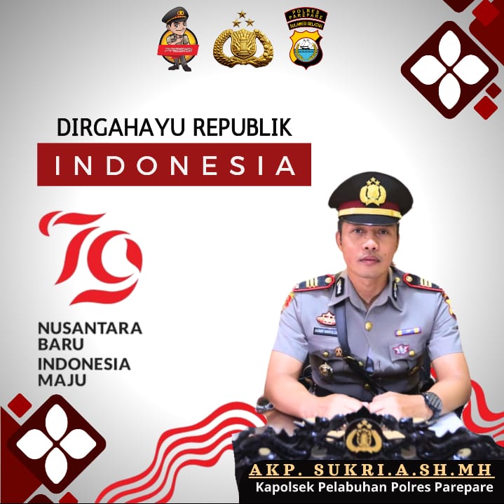 Kapolsek Pelabuhan Polres Parepare Ucapkan Dirgahayu Republik Indonesia