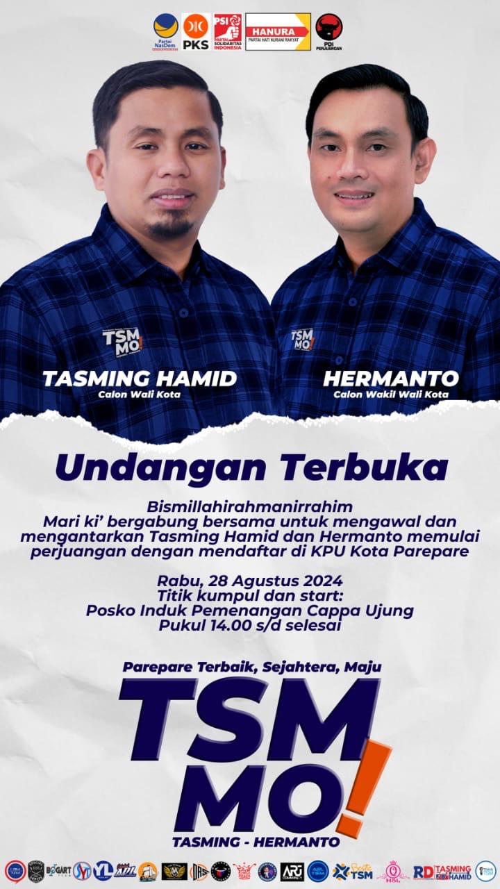 TSM-MO Undang Masyarakat Bersama-sama Hadiri Pendaftaran di KPU Parepare pada 28 Agustus 
