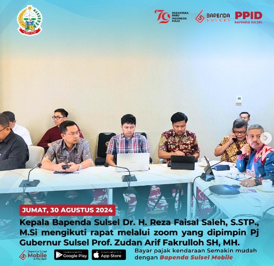 Kepala Bapenda Sulsel Ikuti Rapat Melalui Zoom yang Dipimpin Pj Gubernur
