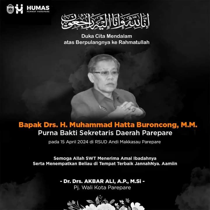 Pemkot Parepare Berduka Mantan Sekda Hatta Buroncong Berpulang