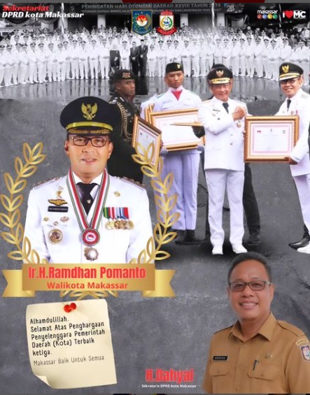Sekretariat DPRD Makassar Ucapkan Selamat Atas Penghargaan Pemkot di Peringatan Hari Otonomi Daerah