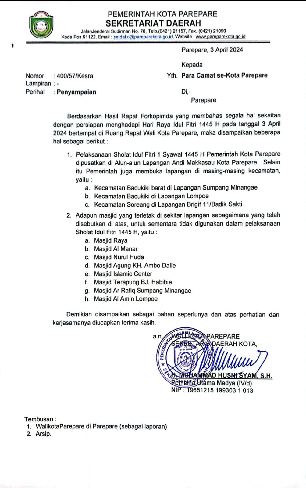 Forkopimda Putuskan Salat Idul Fitri Tidak Dilaksanakan di Masjid Terapung, Dipusatkan di Lapangan Andi Makkasau