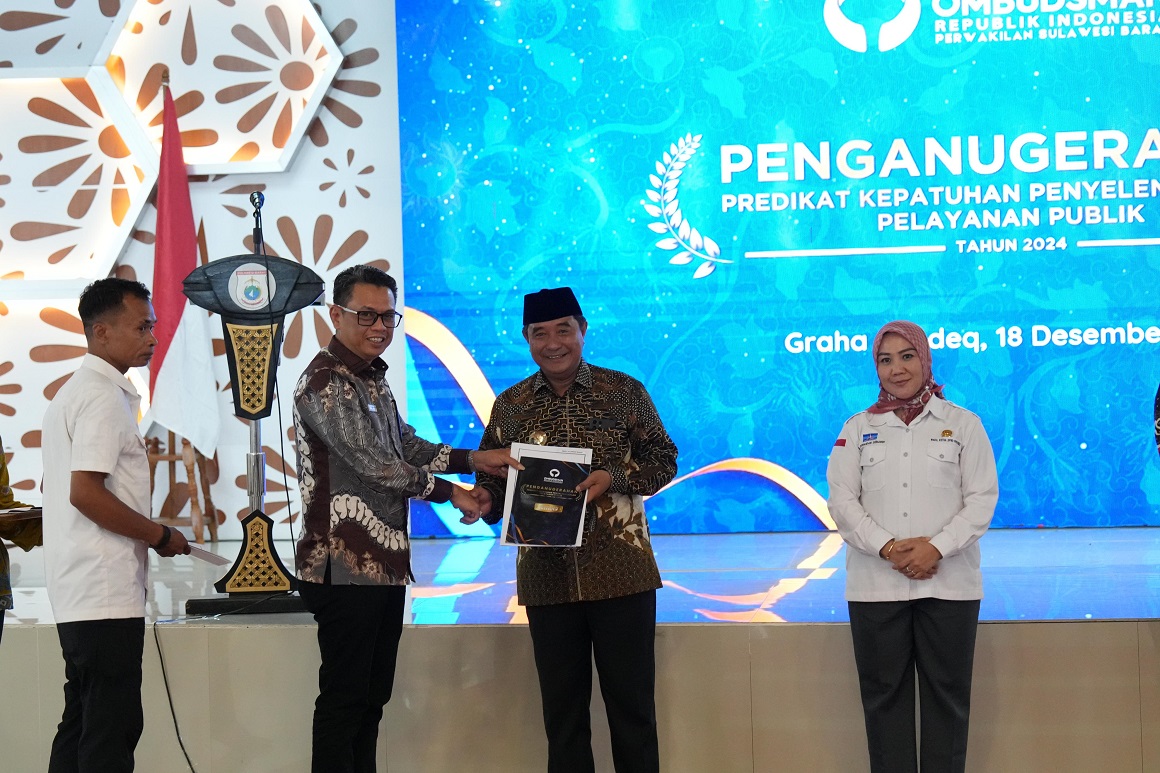 Nilai Kepatuhan Pelayanan Publik Terus Meningkat, Pemprov Sulbar Pertahankan Predikat Zona Hijau di 2024