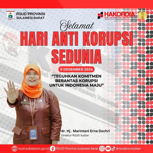 RSUD Sulbar Ucapkan Selamat Memperingati Hari Anti Korupsi Sedunia