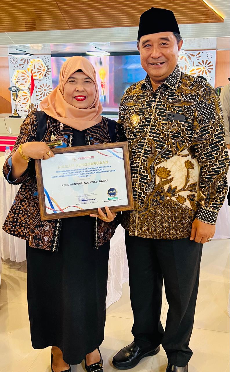 RSUD Sulbar Raih Penghargaan Zona Hijau Kualitas Tertinggi dari Ombudsman