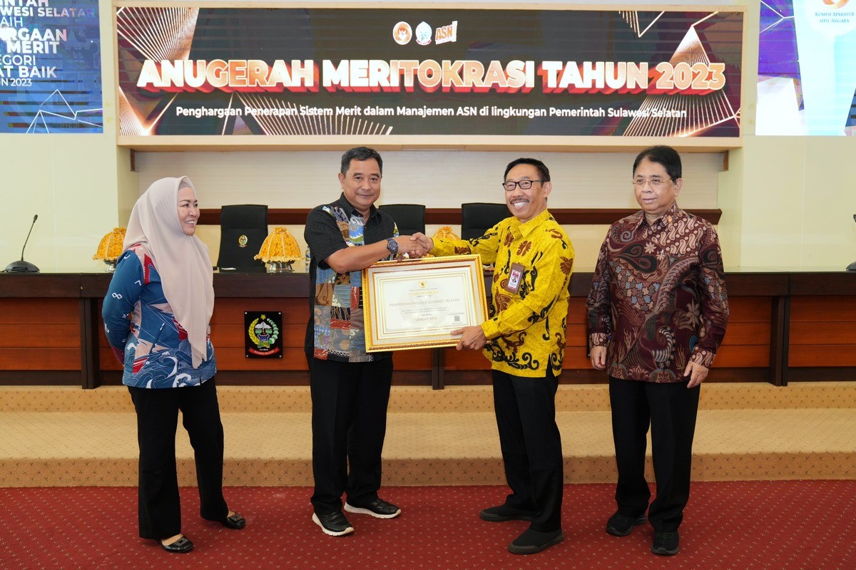 KASN Beri Pemprov Sulsel Penghargaan Meritokrasi Kategori Sangat Baik