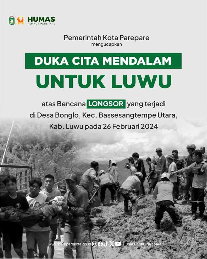 Pemkot Parepare Turut Berduka Bencana Longsor di Luwu, Doakan Keselamatan dan Kekuatan Bagi Masyarakat Setempat 