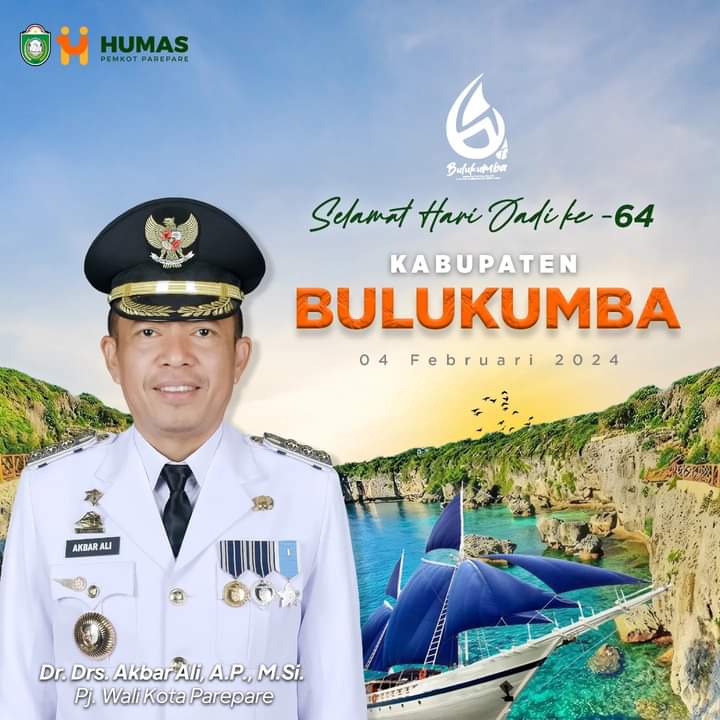 Pj Wali Kota Parepare Ucapkan Selamat Hari Jadi ke-64 Bulukumba, Terus Berkembang dan Berkolaborasi 