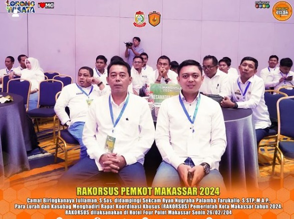 Camat Bersama Sekcam dan Lurah se-Kecamatan Biringkanaya Hadiri Rakorsus 2024