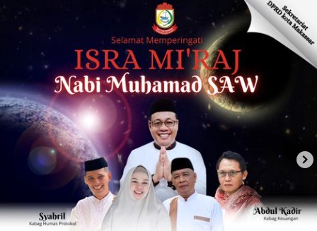 Sekretariat DPRD Makassar Ucapkan Selamat Memperingati Isra Miraj Nabi Muhammad SAW