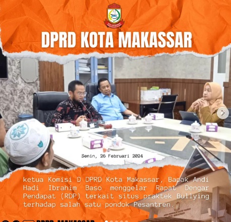 Komisi D DPRD Makassar Gelar RDP, Bahas Praktik Bullying di Pondok Pesantren