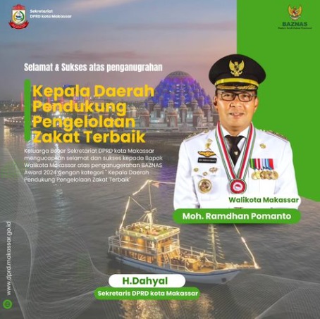 Sekretariat DPRD Makassar Ucapkan Selamat Kepala Wali Kota atas Raihan Baznas Award 2024