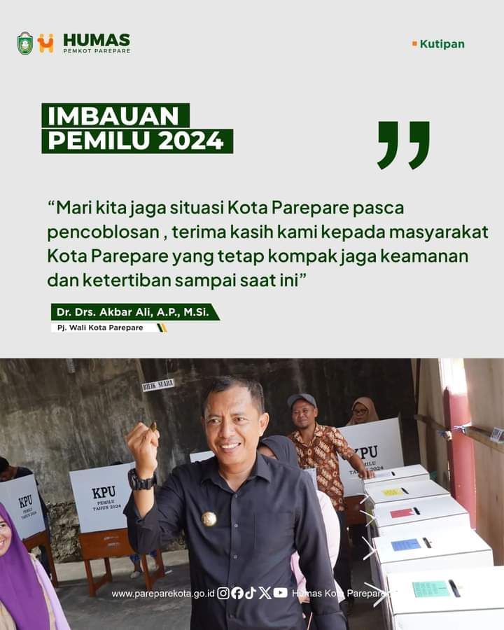 Pj Wali Kota Parepare Apresiasi Masyarakat Tetap Jaga Kondusifitas Pasca Pemilu, Tunggu Hasil Resmi KPU