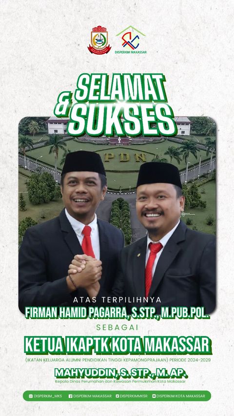 Kadis Perkim Makassar Ucapkan Firman Pagarra Terpilih Jadi Ketua IKAPTK 