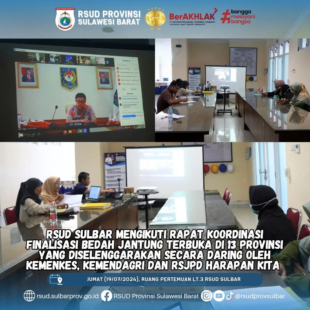 Rakor Finalisasi Bedah Jantung Terbuka Diikuti Direktur RSUD Sulbar Bersama Pejabat Terkait