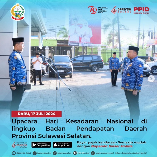 Bapenda Sulsel Gelar Upacara Hari Kesadaran Nasional