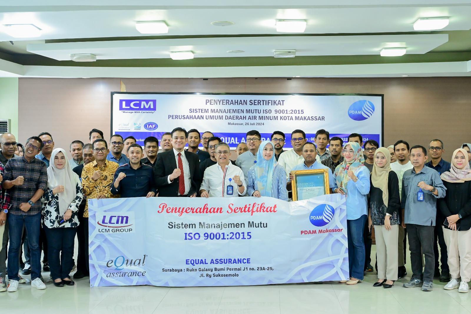 Akselerasi Sangat Cepat, PDAM Makassar Resmi Terima Sertifikat Manajemen Mutu ISO 9001:2015 