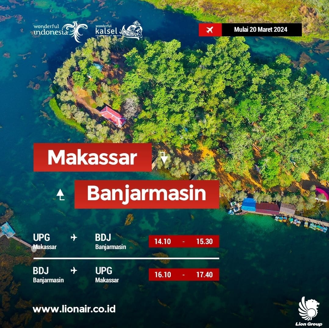 Mulai 20 Maret, Penerbangan Rute Makassar-Banjarmasin Dibuka