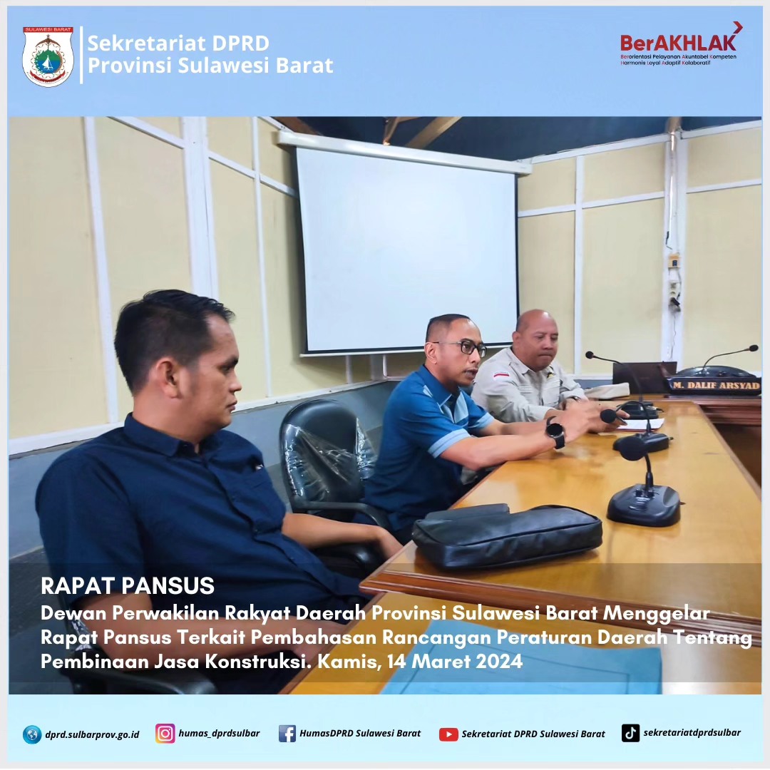 DPRD Sulbar Gelar Rapat Pansus Terkait Ranperda Pembinaan Jasa Konstruksi