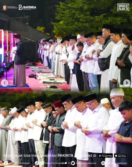 Bapenda Makassar Hadiri Salat Subuh Berjamaah di Pantai Losari