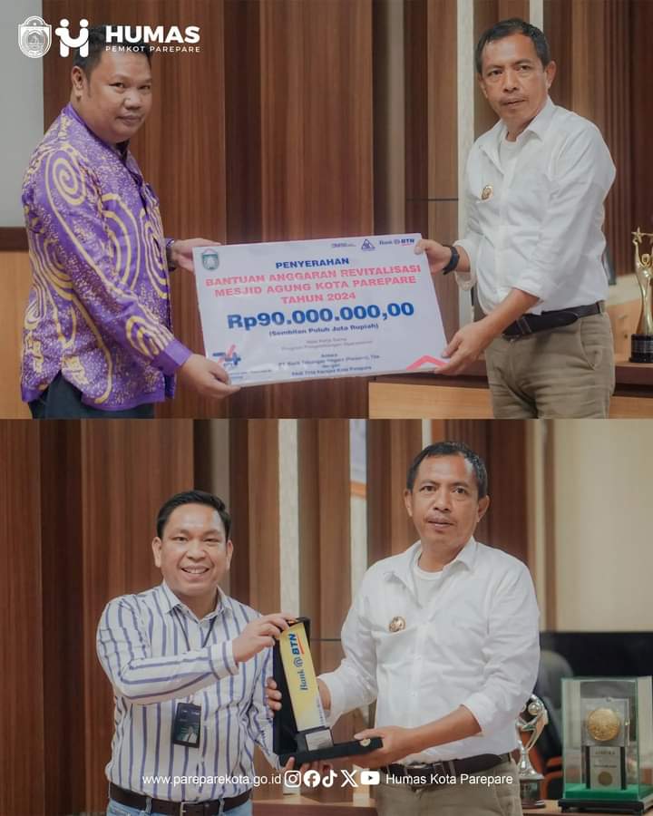 CSR Bantu Renov Masjid Agung, Pj Wali Kota Parepare Puji Kepedulian Bank BTN