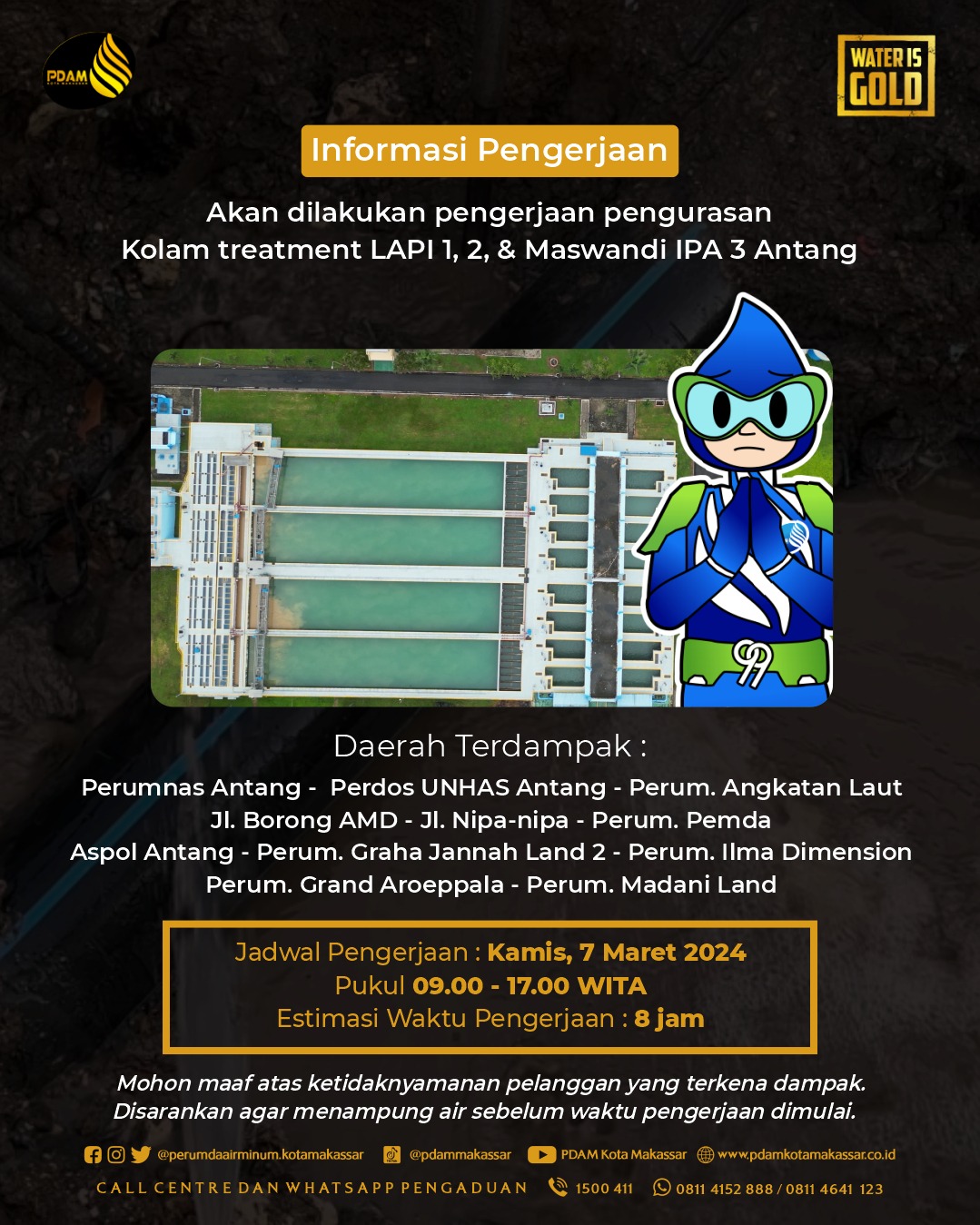 Akan Lakukan Pengurasan Kolam Treatment, PDAM Makassar Sarankan Pelanggan Menampung Air