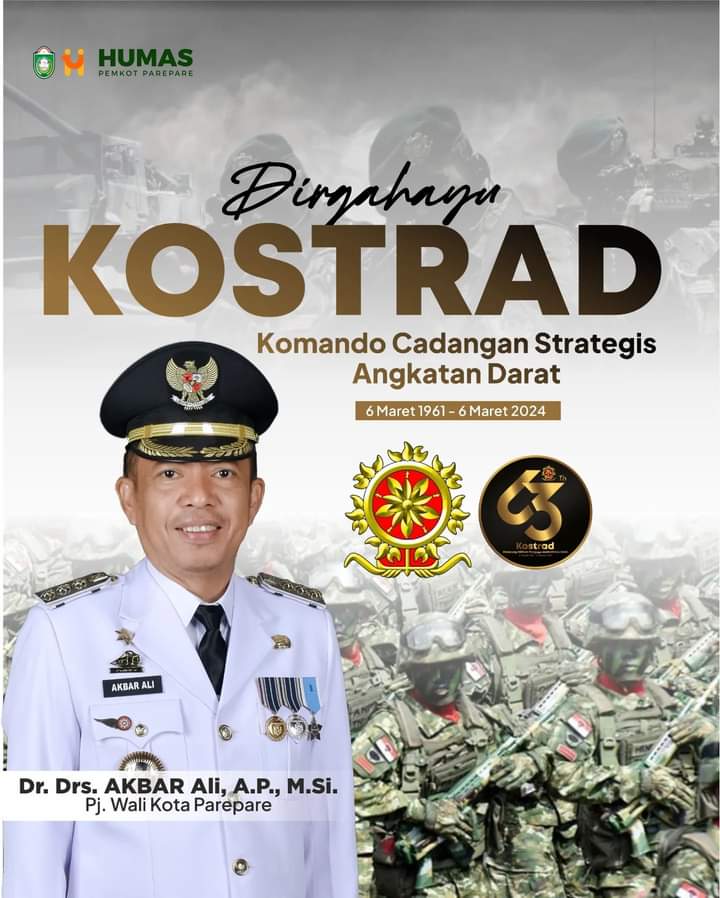 Pemkot Parepare Ucapkan Selamat HUT ke-63 Kostrad, Penjaga Terdepan Keamanan dan Kedaulatan Negara