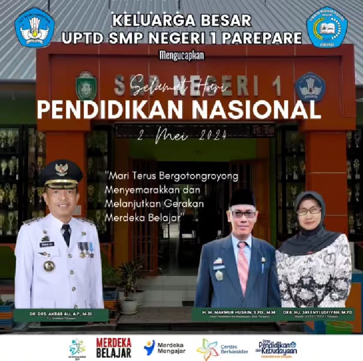SMPN 1 Parepare Ucapkan Selamat Hardiknas, Ajak Terus Bergotongroyong Lanjutkan Merdeka Belajar
