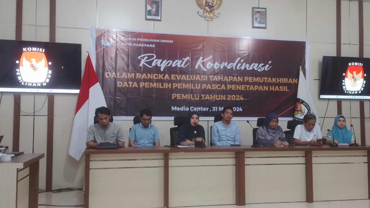 KPU Parepare Rakor Evaluasi Tahapan Pemutakhiran Data Pemilih Pasca Penetapan Hasil Pemilu 2024