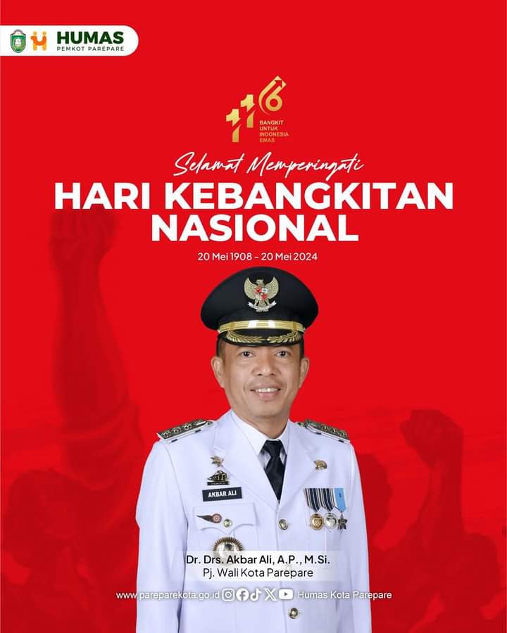 Pj Wali Kota Parepare Ucapkan Selamat Harkitnas, Serukan Kebangkitan Kedua Menuju Indonesia Emas