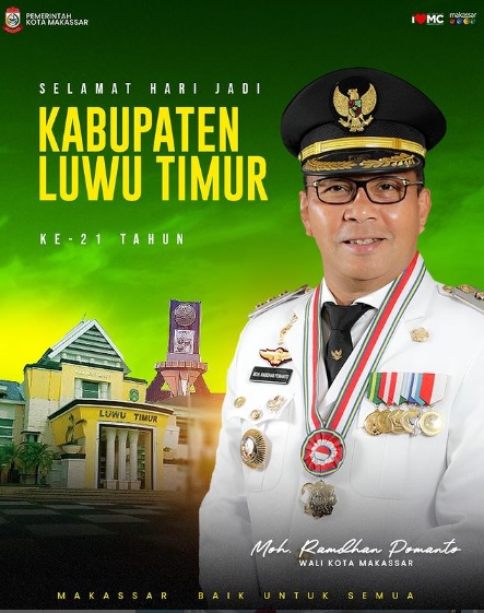 Pemkot Makassar Ucapkan Selamat Hari Jadi ke-21 Tahun Kabupaten Luwu Timur