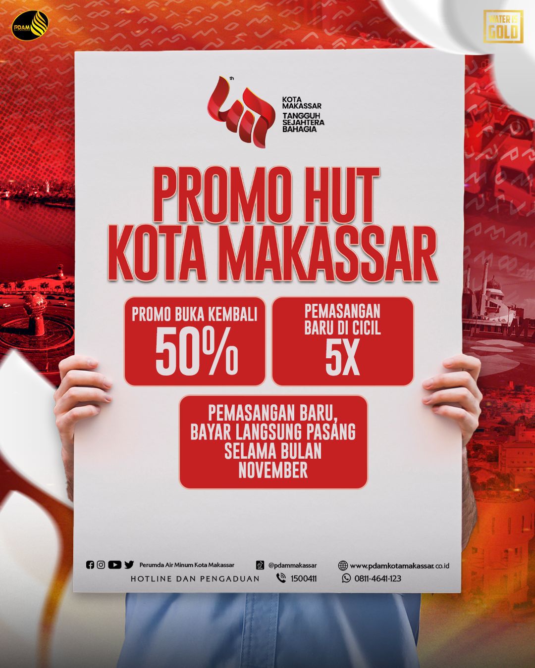 HUT ke-417 Kota Makassar, PDAM Makassar Beri Promo Selama November