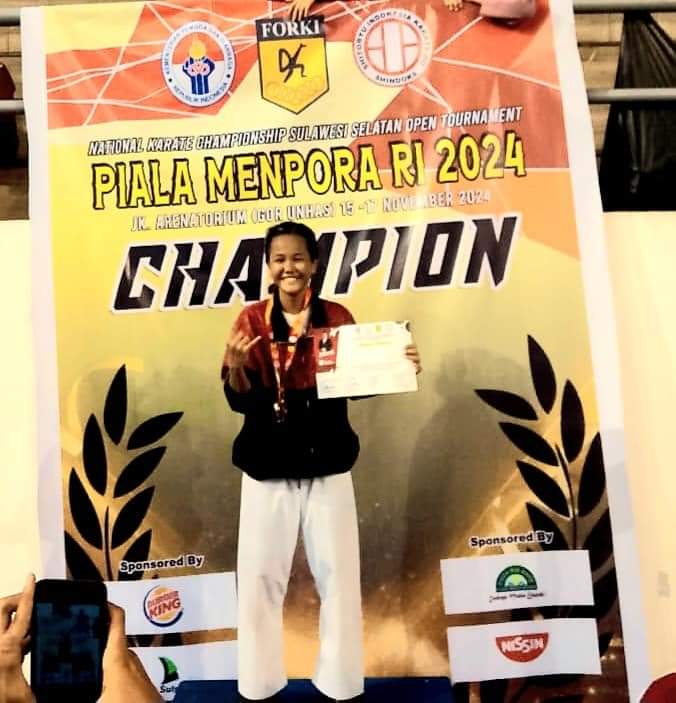 Safira, Pelajar SMPN 10 Parepare Juara 1 National Karate Championship Piala Menpora