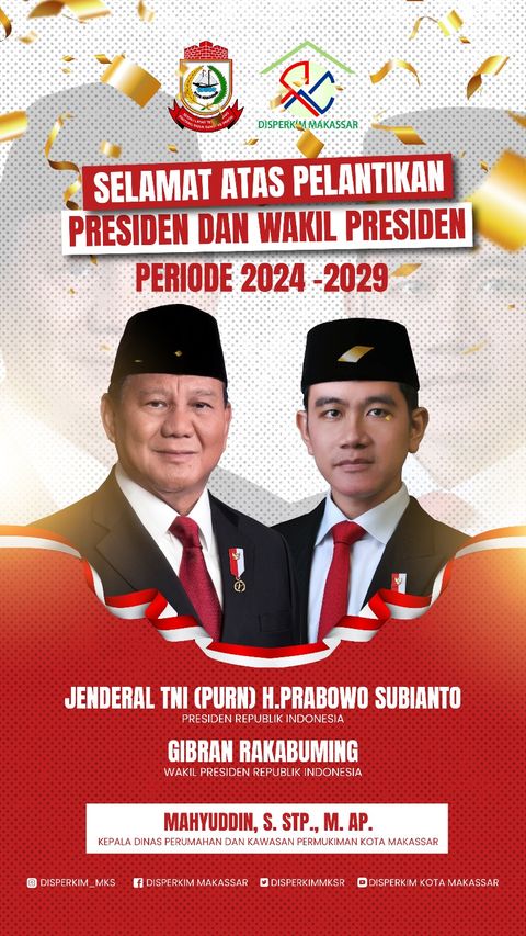 Disperkim Makassar Ucapkan Selamat Atas Pelantikan Presiden dan Wapres Periode 2024-2029