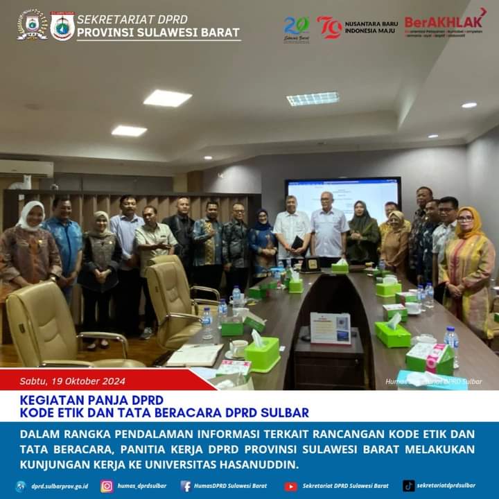 Memperkaya Referensi Terkait Kode Etik dan Tata Beracara, DPRD Sulbar Minta Masukan Guru Besar Unhas