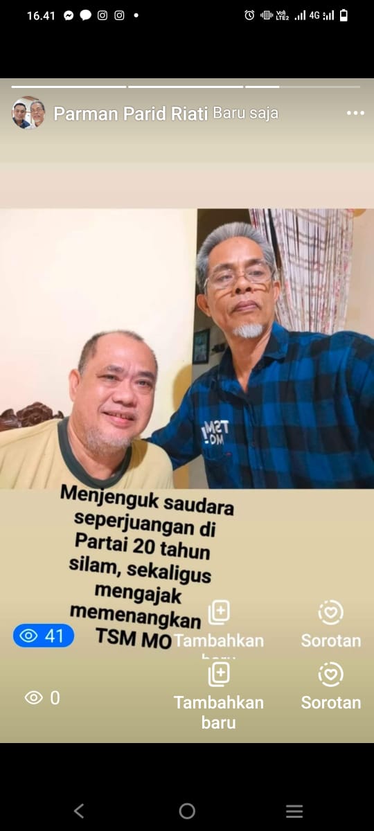 Eks Anggota DPRD Harman Achmad Komitmen Tegak Lurus Bersama Parman Parid Dukung Penuh TSM-MO