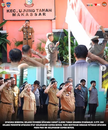 Camat Ujung Tanah Jadi Pembina Upacara, Minta Seluruh Staf Berikan Pelayanan Terbaik