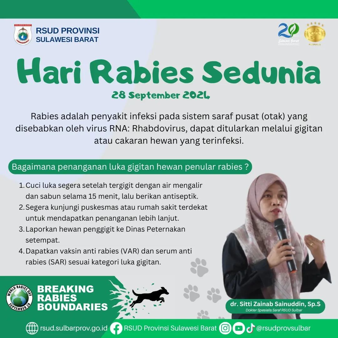 Hari Rabies Sedunia, RSUD Sulbar Beri Edukasi Tangani Luka Gigitan Hewan Penular Rabies