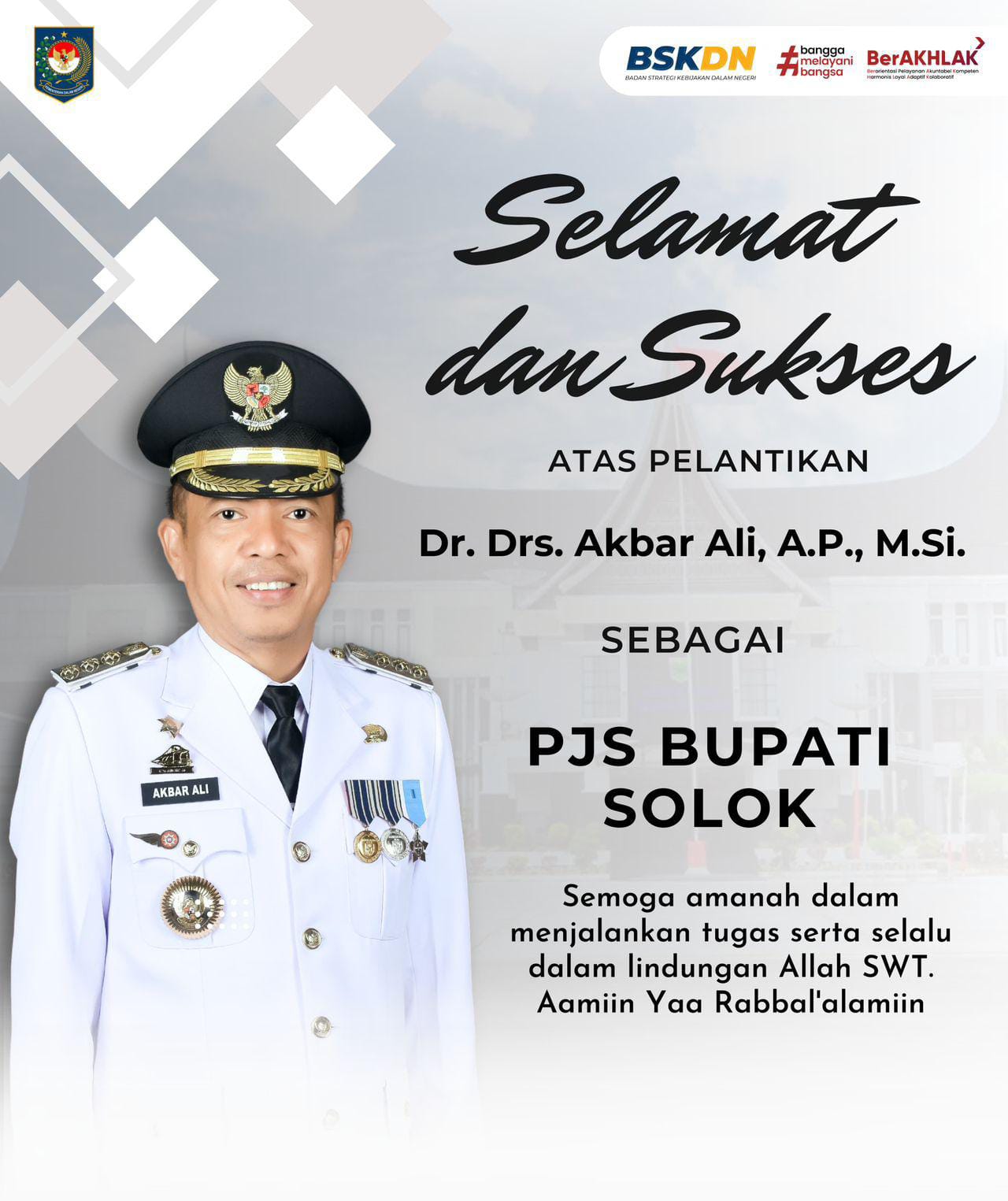 Akbar Ali Ditunjuk Jadi Pjs Bupati Solok, Ungkap Parepare Selalu di Hati